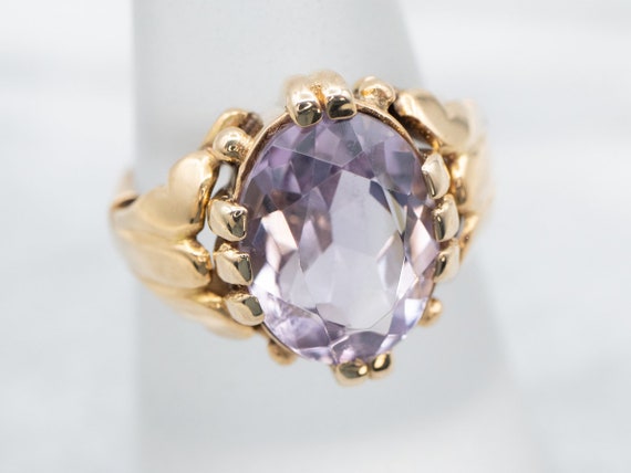 Vintage Gold Amethyst Ring, Amethyst Cocktail Rin… - image 3