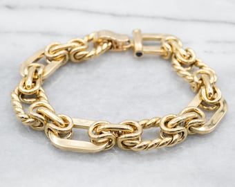 ◆VINTAGE HOLLYWOOD◆ Twist Chain Bracelet VH24NNBR172M Vintage 1980s Gold Tone Twisted Chunky Textured Chain Link