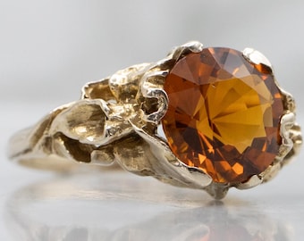Sculptural Gold and Citrine Ring