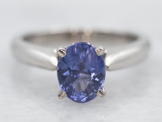 Platinum Purple Sapphire Solitaire Ring, Platinum 