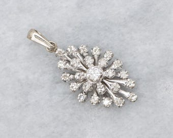 Vintage 0,30 karaat diamanten hanger, 14 kt witgouden bruidssieraden