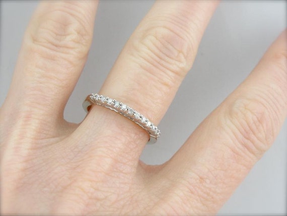 Alto Prong Set diamante incrustado banda para apilamiento o anillo de boda 5F0PL2 N Etsy Espana