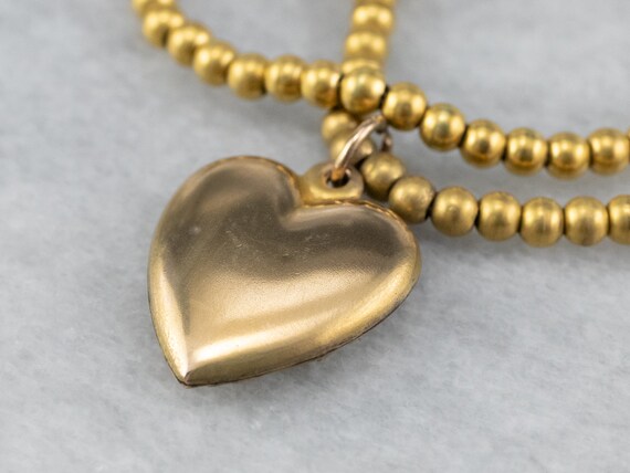 Vintage Sweetheart Necklace, Yellow Gold Heart Pe… - image 7