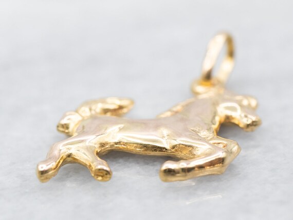 14K Gold Horse Charm, Galloping Horse Charm, Hors… - image 2