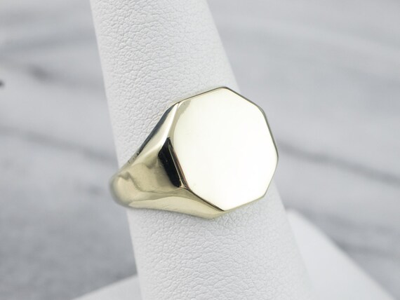 Vintage Octagon Shaped Signet Ring, Unisex Gold R… - image 6