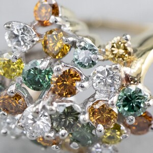 Colorful Diamond Cluster Ring, Modern Diamond Cocktail Ring, Multi Gemstone Ring, Diamond Anniversary, Gemstone Statement Ring Z8PU4093 image 6