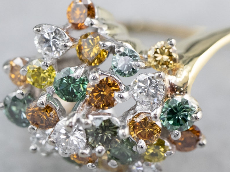 Colorful Diamond Cluster Ring, Modern Diamond Cocktail Ring, Multi Gemstone Ring, Diamond Anniversary, Gemstone Statement Ring Z8PU4093 image 6
