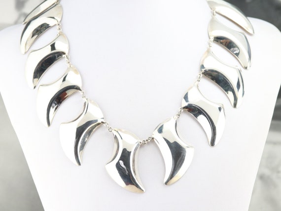 Modern Sterling Silver Necklace, Silver Statement