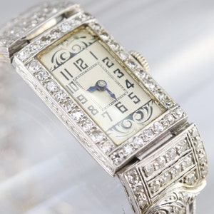 Early Retro Diamond Women&#39;s Wrist Watch, Vintage Diamond Watch, Art Deco Ladies Watch WL7N9DRX