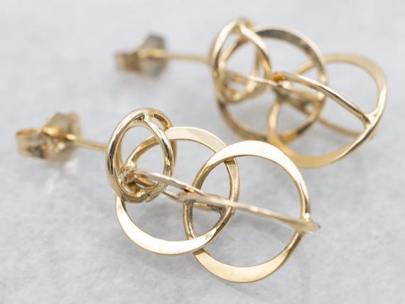 14K Yellow Gold Interlocking Circle Earrings, Mod… - image 1