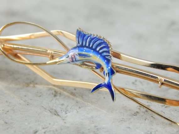 Enameled Swordfish Tie Clip, Perfect for Your Fav… - image 1
