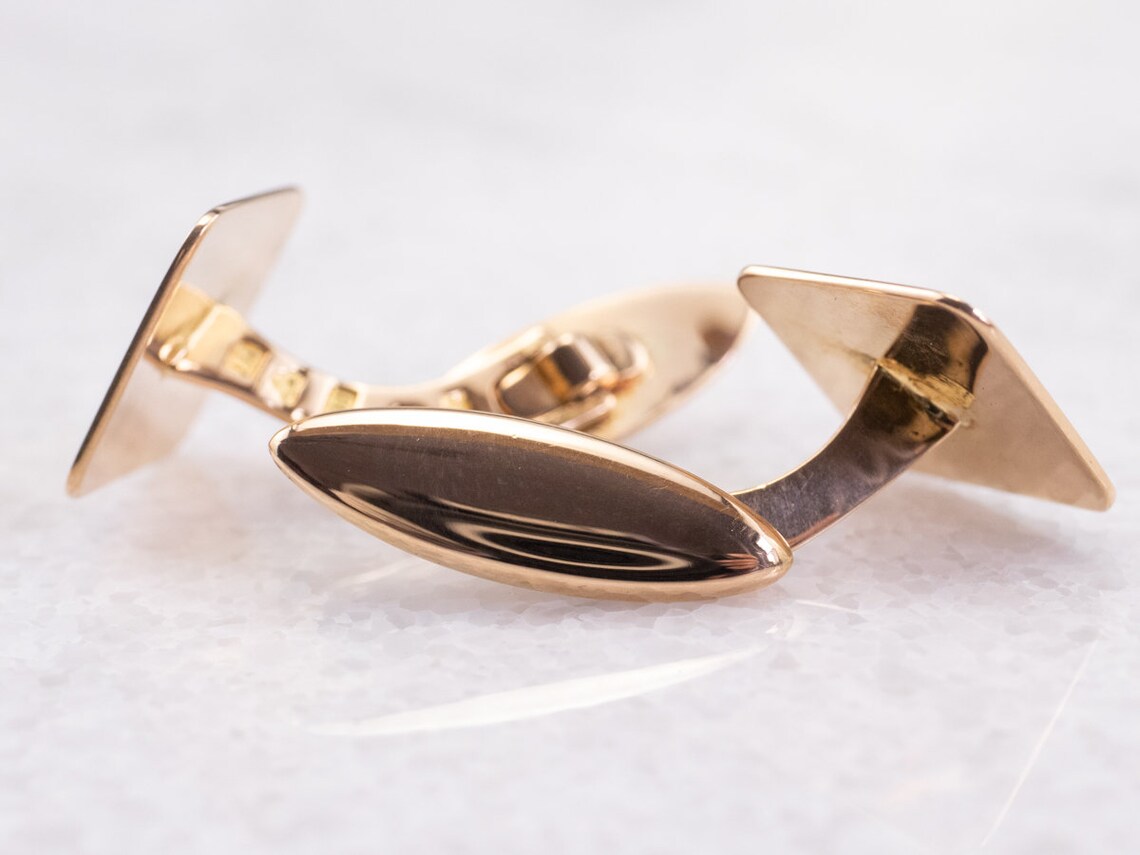 Vintage Rose Gold Cufflinks Plain Gold Cufflinks 18K Gold Etsy