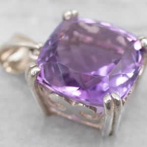 Sterling Silver Amethyst Solitaire Pendant, Amethyst Sterling Silver Pendant, February Birthstone,  A26944