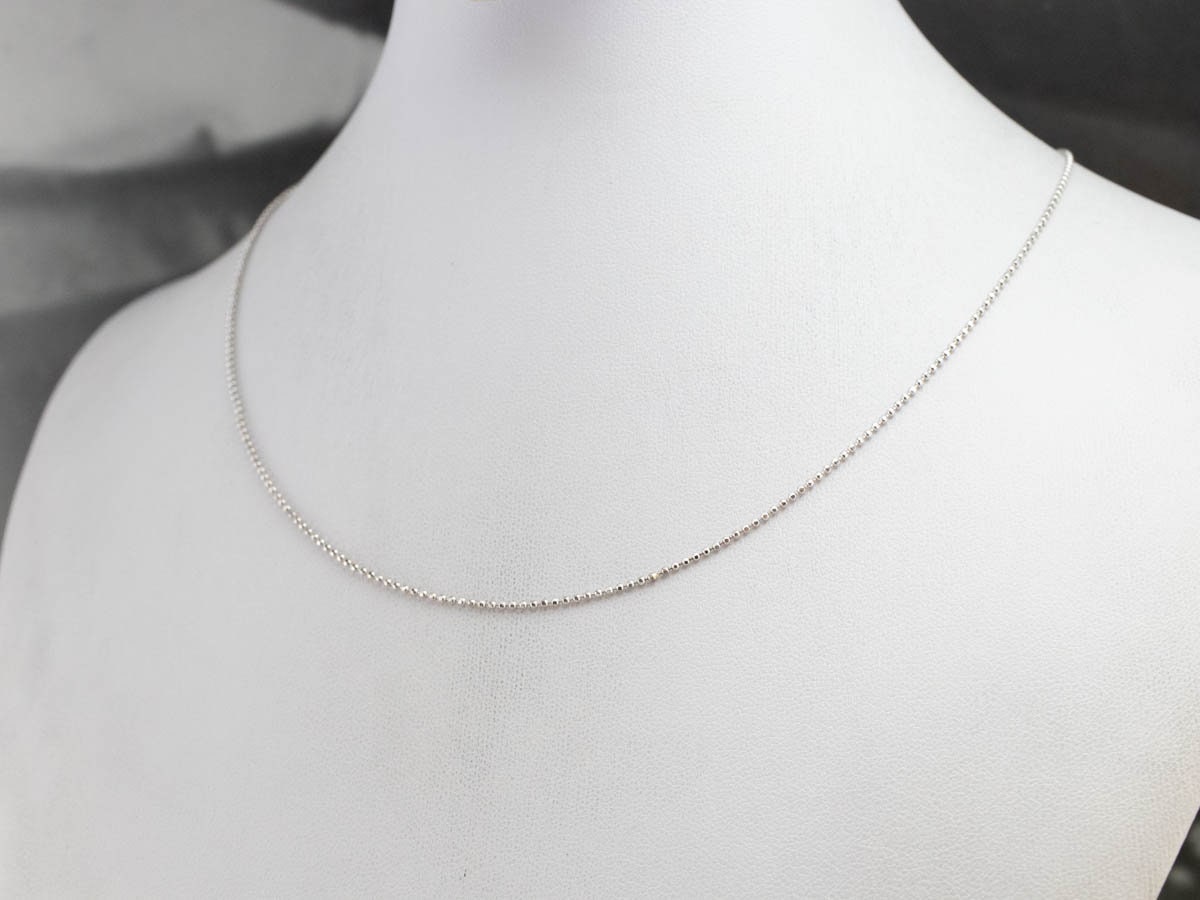18K White Gold Ball Chain Necklace 16.5 Chain Pendant Etsy