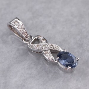 Sapphire Diamond Pendant, White Gold Pendant, Bridal Jewelry, Anniversary Gift, September Birthstone, KEH313W2