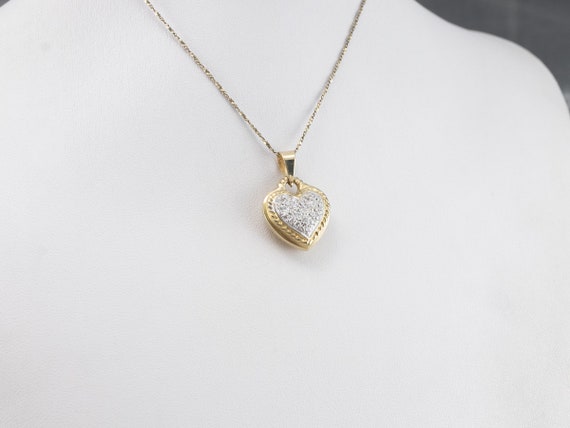 Diamond Heart Pendant, Two Tone Gold Diamond Pend… - image 9