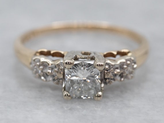 Vintage Three Stone Diamond Ring, Diamond Engagem… - image 1