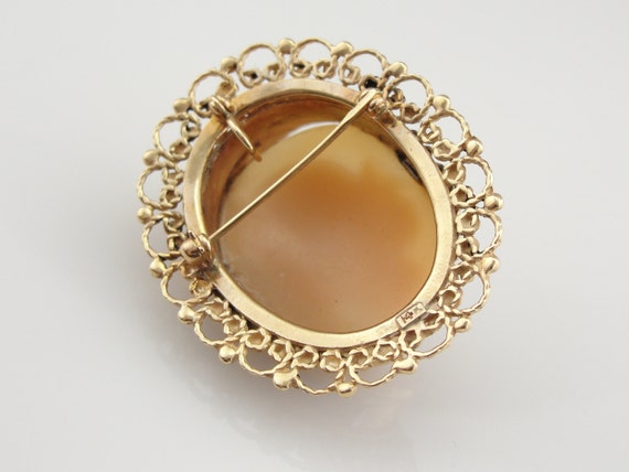 Mid Century Natural Shell Cameo in Filigree Penda… - image 3