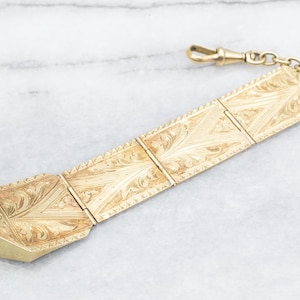 Antique Gold Ornate Panel Watch Chain, Watch Chain Extender, Watch Fob, Victorian Fob, Pocket Watch Accessories, Unisex Gift A57207
