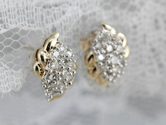Vintage Diamond Cluster Earrings, Diamond Stud Ea… - image 5