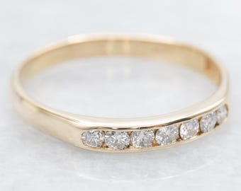 14K Yellow Gold Diamond Wedding Band, Channel Set Stacking Ring