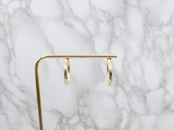 Twisting Yellow Gold Italian Hoop Earrings View 5