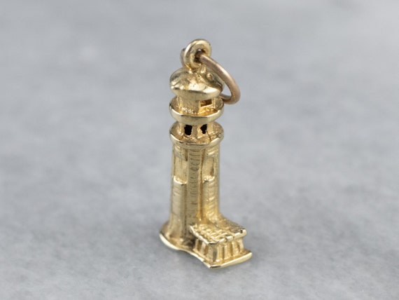 14K Gold Lighthouse Charm, New England Charm, Mai… - image 1