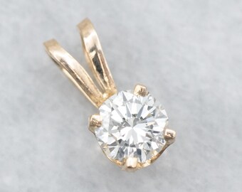 14K gult guld diamant solitaire hänge, 0,37 karat VS1