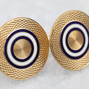 Yellow Gold Black and White Enamel Circle Stud Earrings, Stud Earrings, Enamel Stud Earrings, Round Stud Earrings, Enamel Earrings A27756