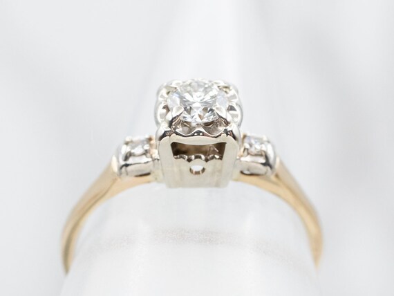 Retro Three Stone Diamond Ring, Vintage Diamond E… - image 4