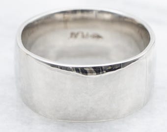 Platinum Flat Wedding Band, 10.1mm Wide Ring