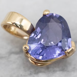 Gold Heart Shaped Sapphire Solitaire Pendant, Heart Cut Sapphire Pendant, Bridal Jewelry, Anniversary Gift, Layering Pendant, A25268