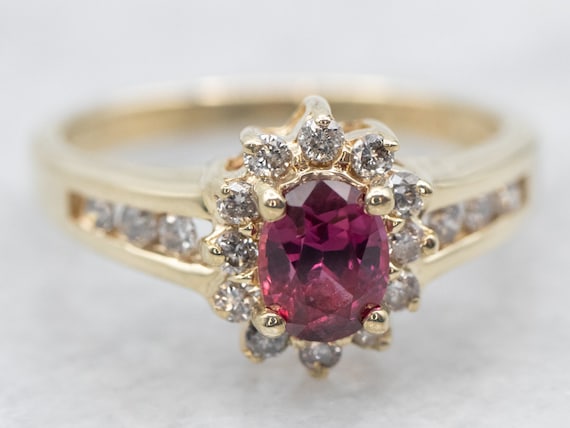 Ruby and Diamond Ring, Ruby Halo Ring, Ruby Halo … - image 2