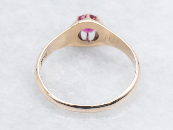 Antique Ruby Doublet Belcher Set Solitaire Ring - image 3
