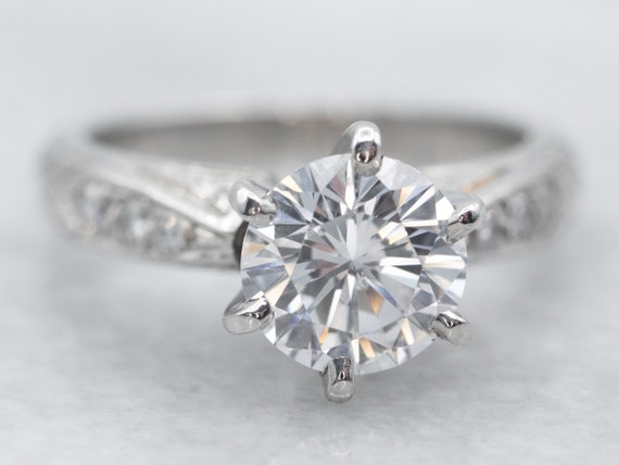 Platinum Diamond Engagement Ring with Diamond Acc… - image 2