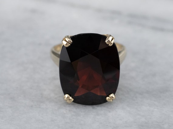 Vintage Garnet Cocktail Ring, 14K Gold Garnet Rin… - image 2