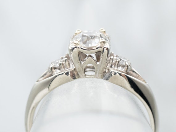 Retro European Cut Diamond Ring, White Gold Diamo… - image 4
