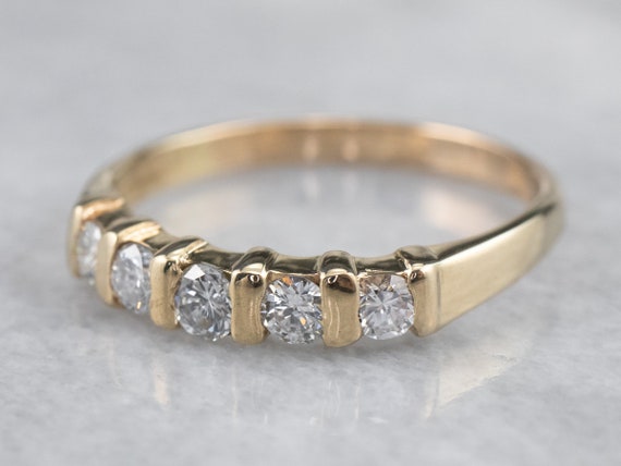 Bar Set Diamond Band, Yellow Gold Diamond Band, D… - image 3