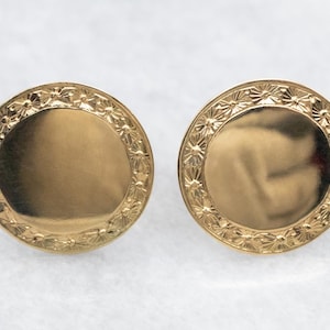 Gouden schijfoorbellen, 18 kt geelgouden oorknopjes, cirkeloorbellen, vintage gouden oorbellen, alledaagse oorbellen, cadeaus voor haar A53548