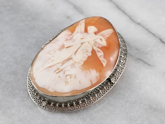 Cupid and Psyche Cameo Pin Pendant, Large Cameo P… - image 3