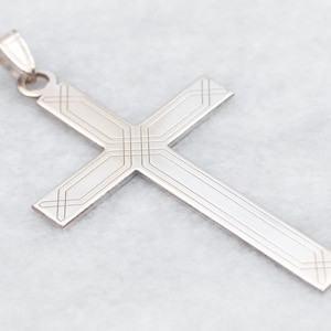 Etched Cross Pendant, Cross Pendant, Etched Cross, Religious Jewelry, White Gold Cross, White Gold Pendant, Gold Cross Pendant A45404