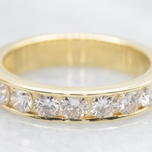 Yellow Gold Channel Set Diamond Wedding Band, 14K Gold Channel Set Diamond Wedding Band, Stacking Band, Anniversary Gift A59938