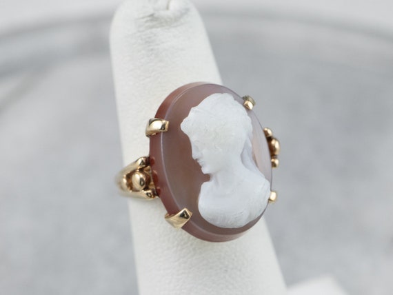 Sardonyx Cameo Yellow Gold Ring, Large Cameo Ring… - image 7