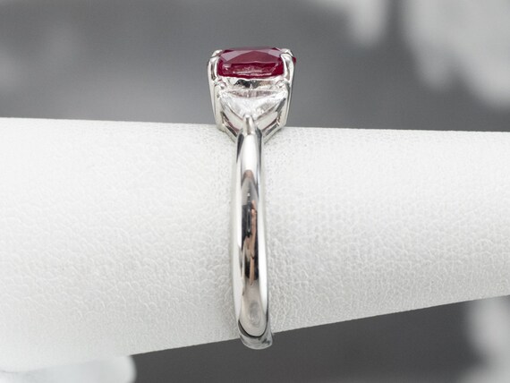 Oval Ruby Diamond Platinum Engagement Ring, GIA C… - image 8