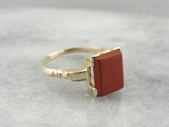 Brick Red Jasper Ring in Retro Era Mounting D42T9