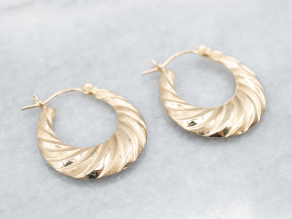 Twisted Gold Hoop Earrings, Vintage Hoop Earrings… - image 2