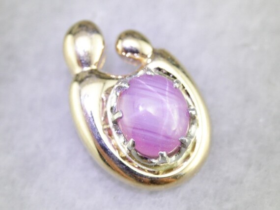 Pink Star Sapphire Pendant, Mother and Child Pendant, September Birthstone, Mother's Day Gift View 2