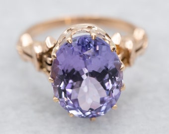 Victorian Rose Gold Tanzanite Ring, Tanzanite Solitaire Ring, Antique Gold Tanzanite Ring, Birthstone Ring, Estate Jewelry A16151