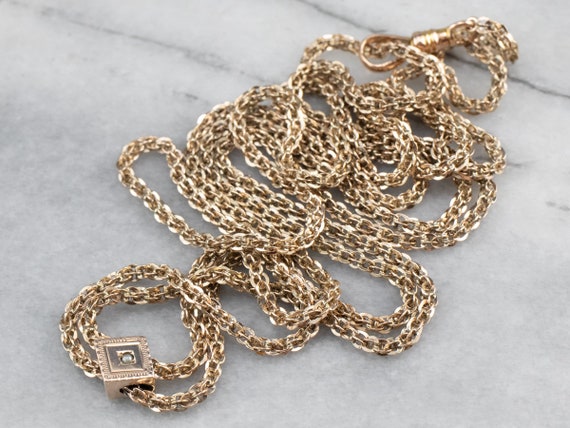 Victorian Gold Slide Chain, Antique Lariat Neckla… - image 2