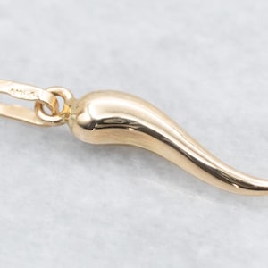 Yellow Gold Italian Horn Charm, Italian Horn Charm, Gold Italian Horn, Good Luck Charm, Italian Horn, Yellow Gold Charm, Gold Charm A52070